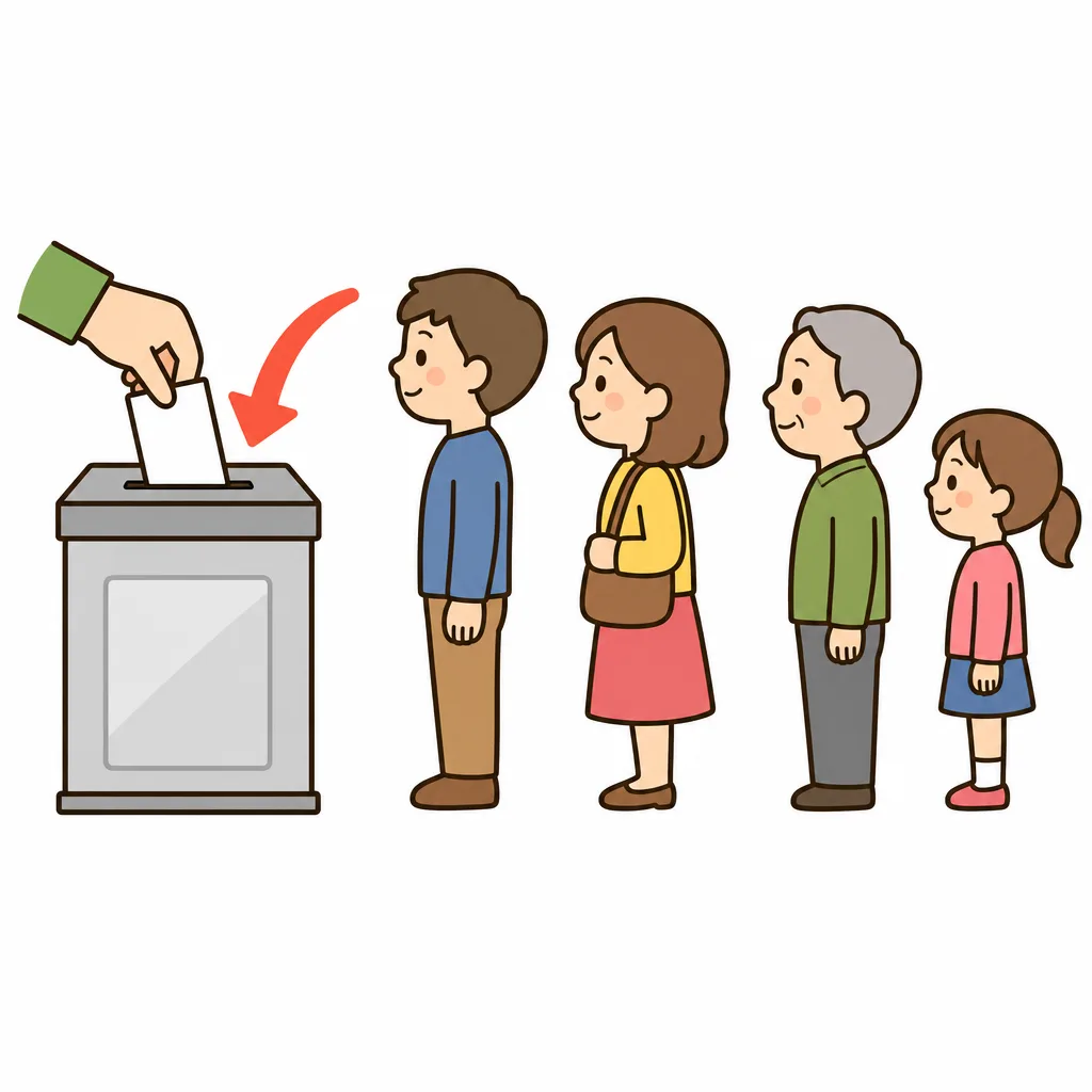 その 県に 住む 人たちが 投票をして、知事を 決めます。