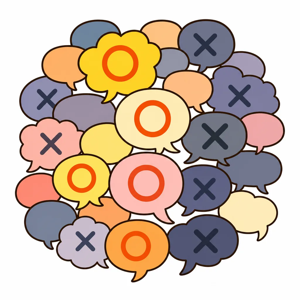 たくさんの 投稿の 中に、正しい 情報とまちがった 情報がまじっています。