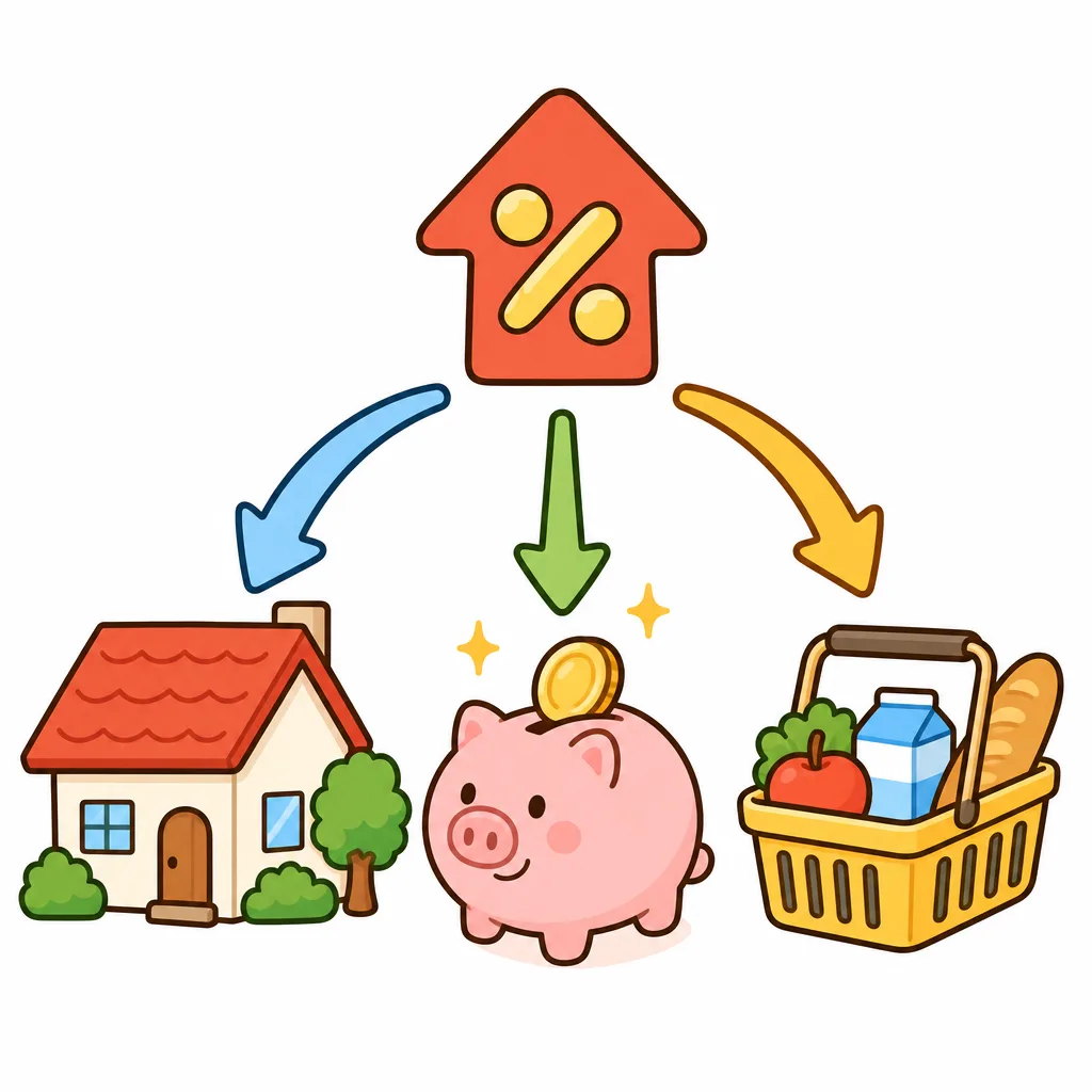 金利は住宅ローンや預金の利息など、くらしのいろいろな場面に関係する。