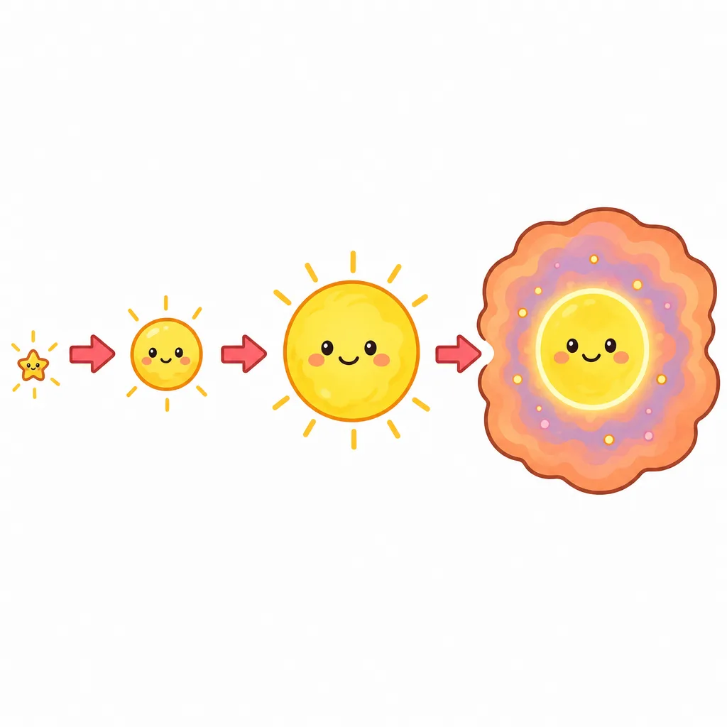 星が一生のおわりにガスの雲になるまでの流れ。