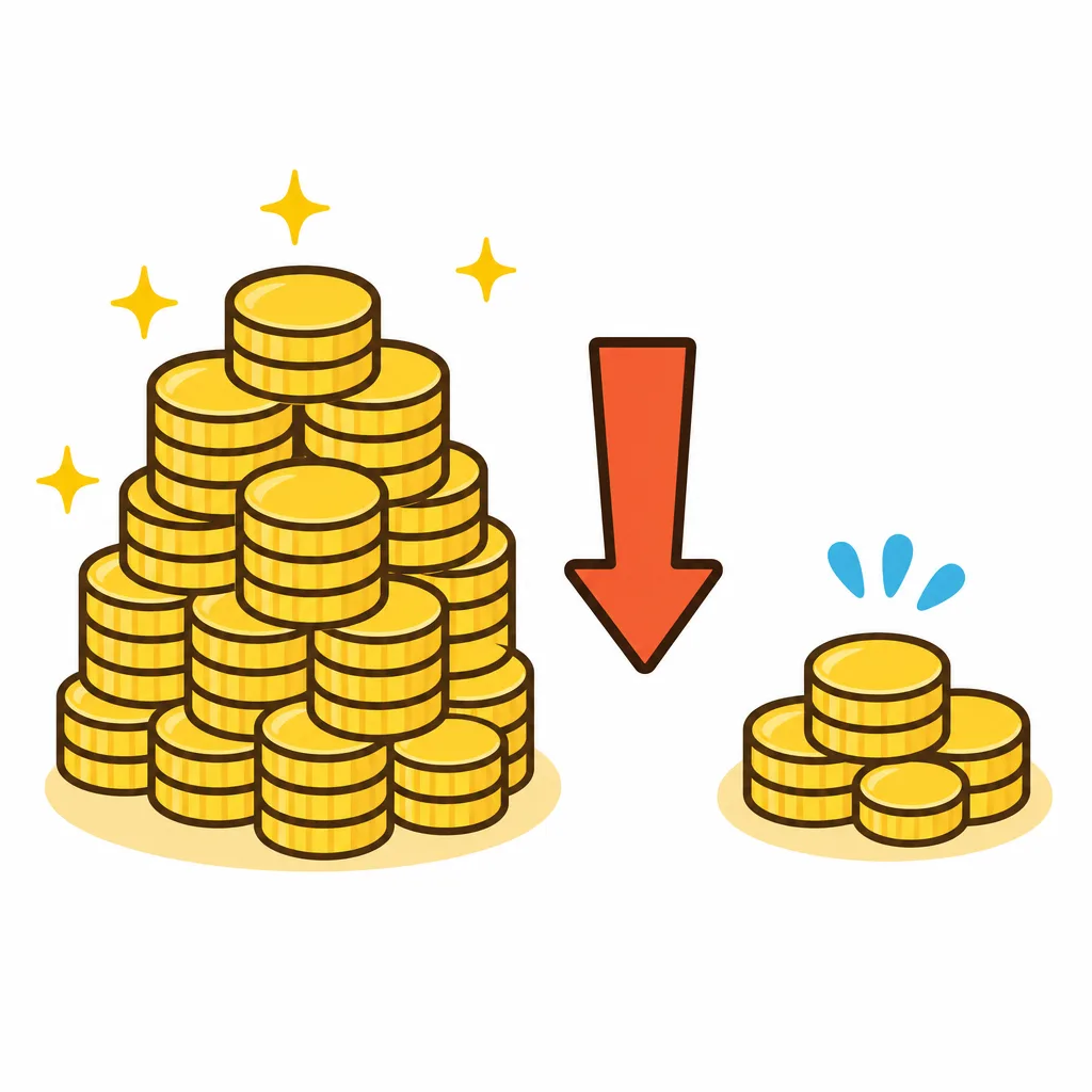 8パーセントから1パーセントへ、税金が 減るようすです。