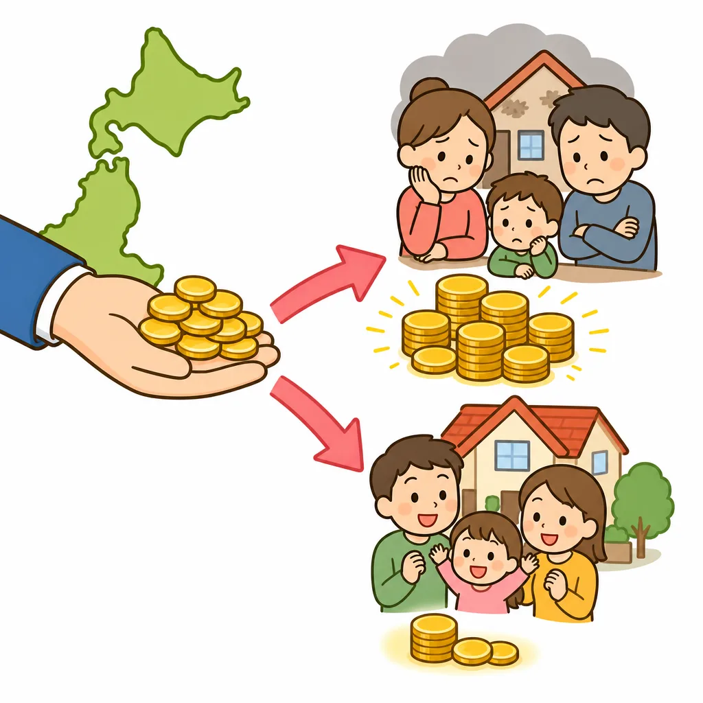 収入の少ない人ほど、手あつくお金が配られます。
