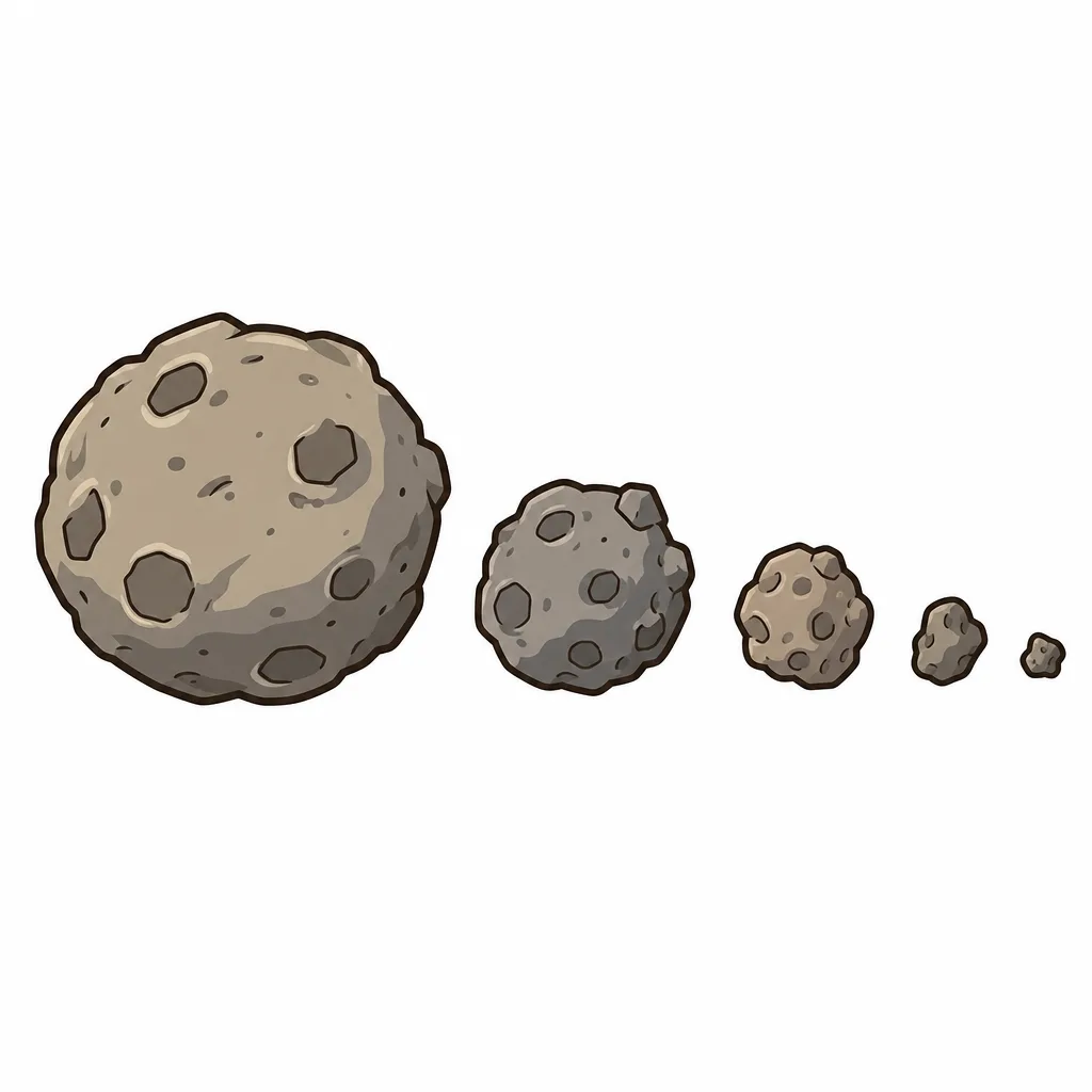 大きさも形もいろいろな小惑星。