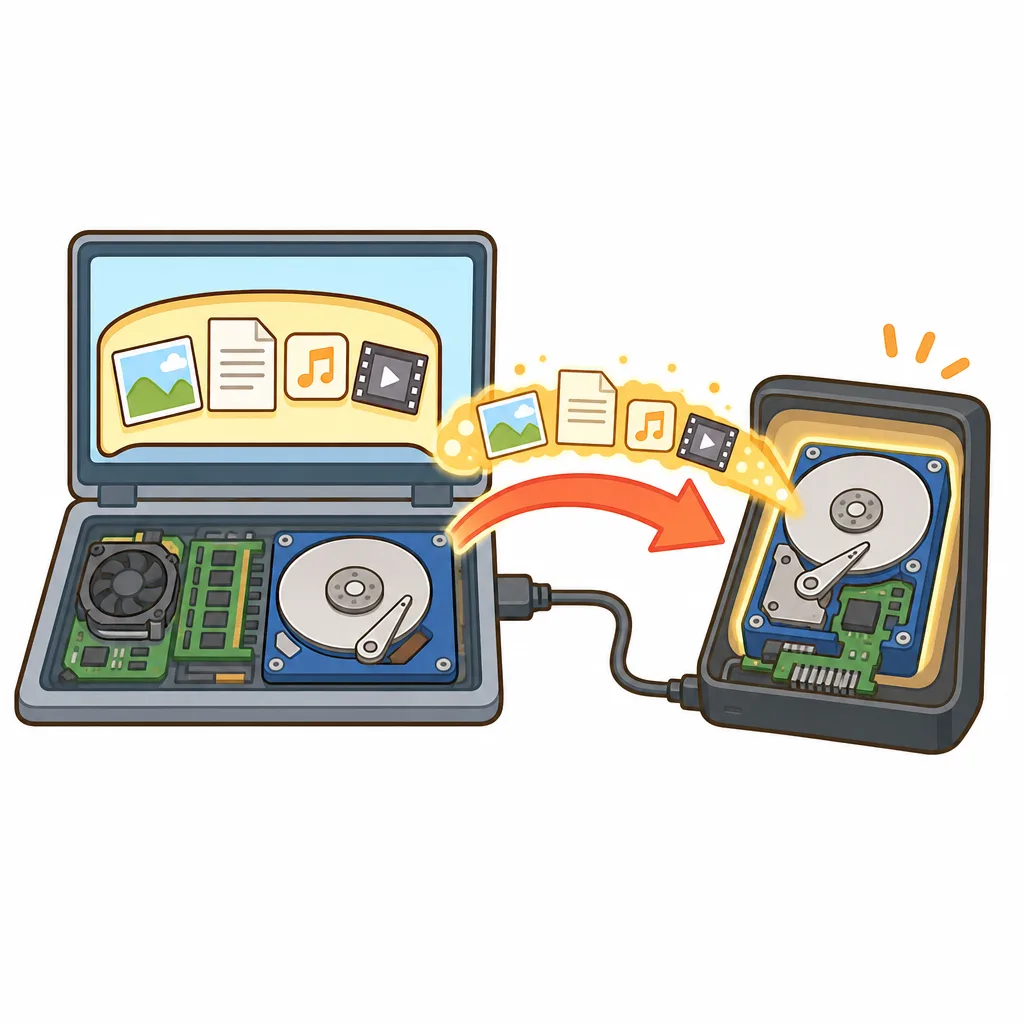 パソコンから外付けの機械へデータをコピーします。