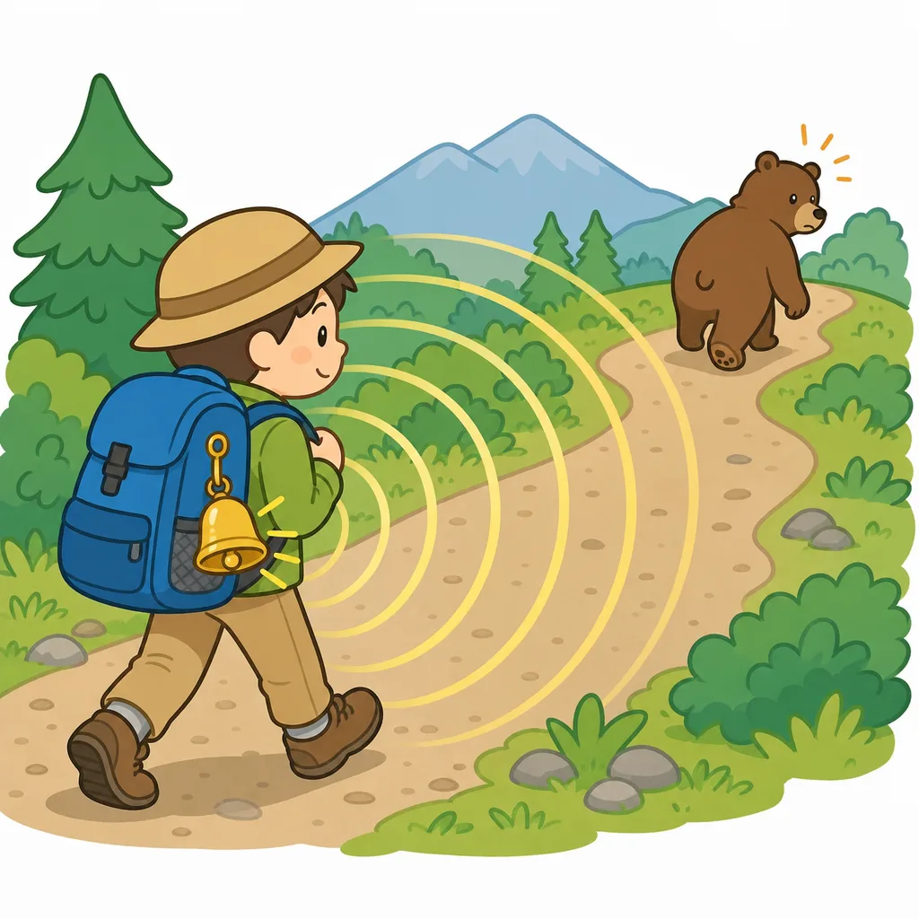 音をだすと、クマに 人がいると 知らせられる。