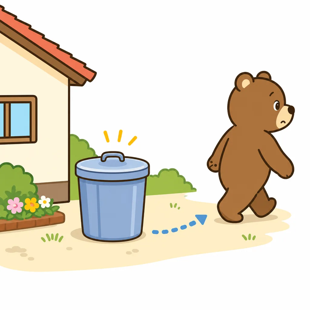 生ゴミをふたつきの 入れ 物に しまい、においを ださない。