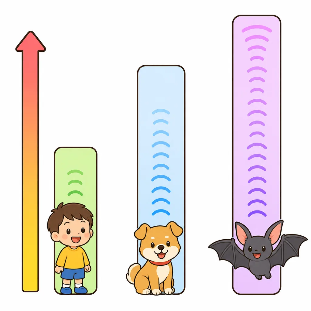 聞こえる音の高さは、生きものによってちがいます。