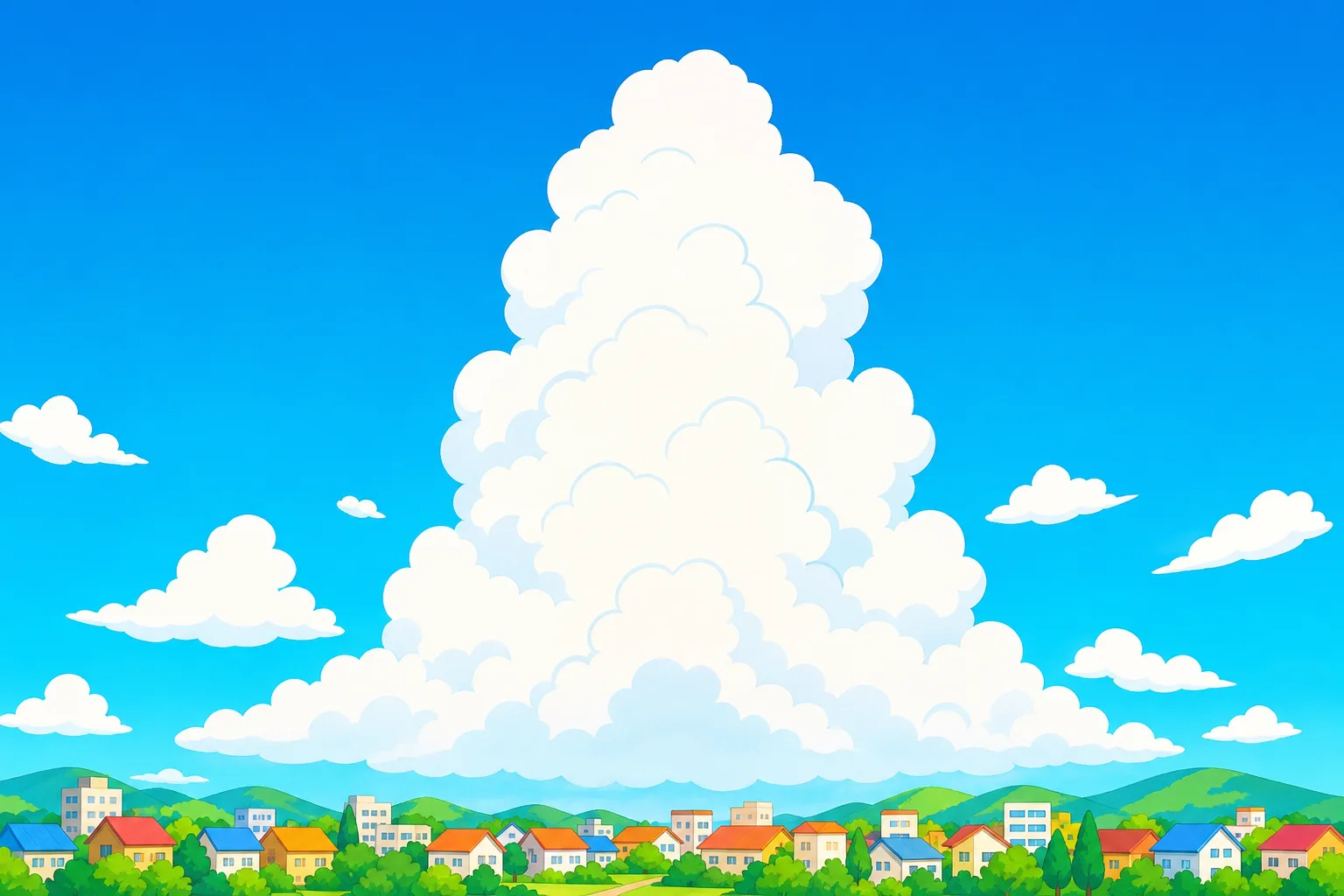 夏の青空にそびえ立つ積乱雲。上へ上へと成長する。