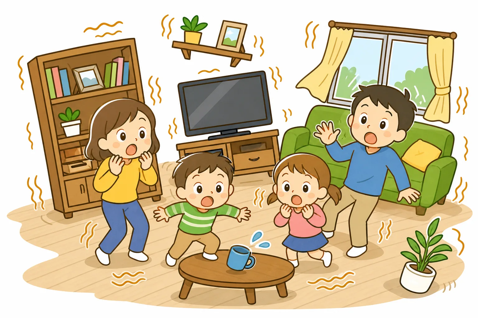 地震はいつ起きるかわからない。だからこそ、ふだんのそなえが大切です。