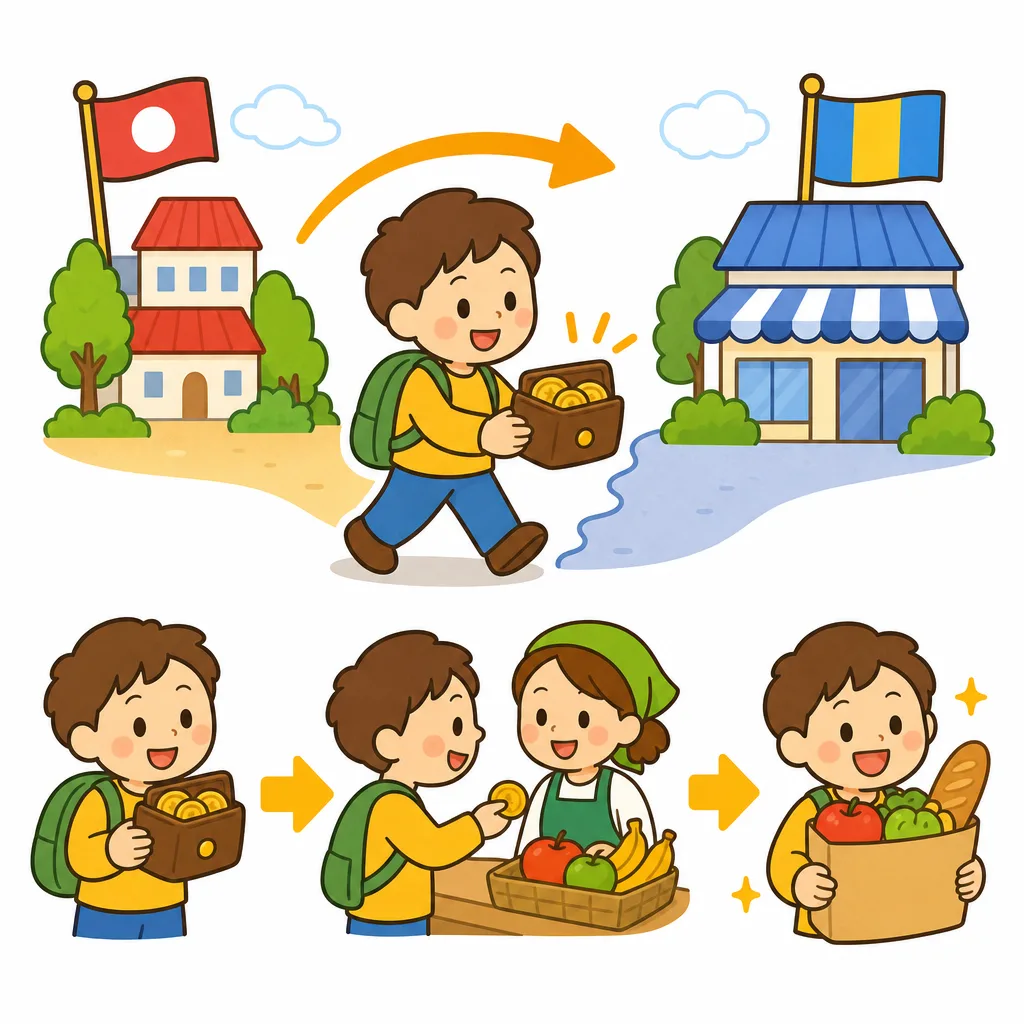 今は 同じユーロなので、国をこえても 両替なしで 買い物ができます。