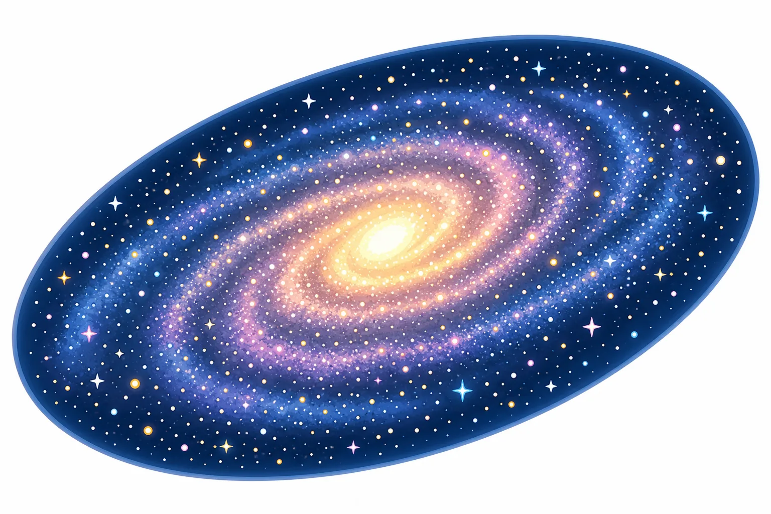 数千億もの星が集まってかがやく銀河のようすです。