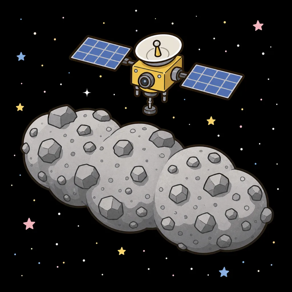 はやぶさ2がたどりついた小惑星リュウグウ。岩だらけの表面が見えます。