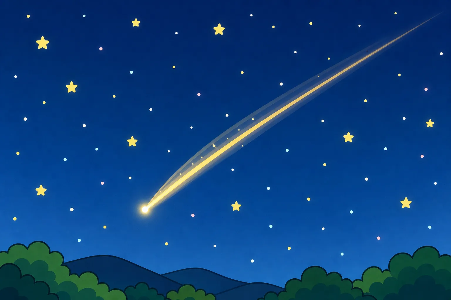 夜空を流れる光りは、宇宙からきた石が光っているすがた。
