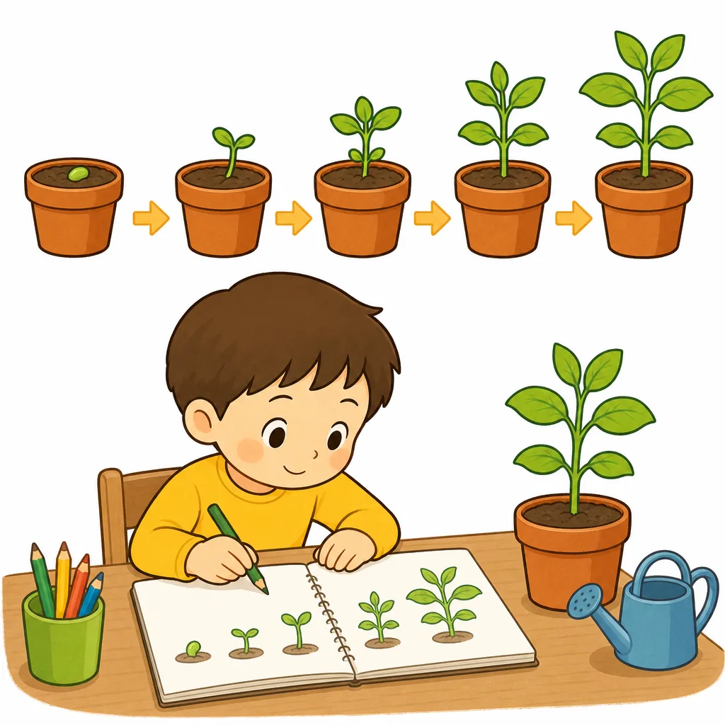 植物の成長を毎日見て記録するのも観察です。