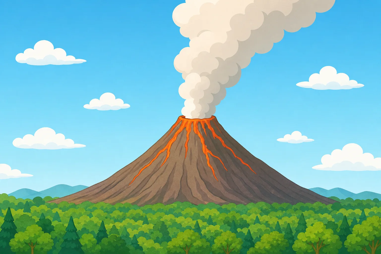 けむりをあげる 火山のようす。