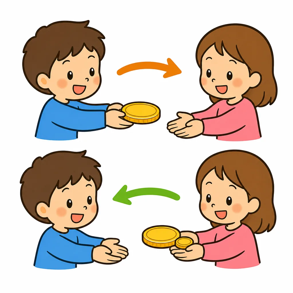 かりた おかねに お礼(利息)を つけて かえします。