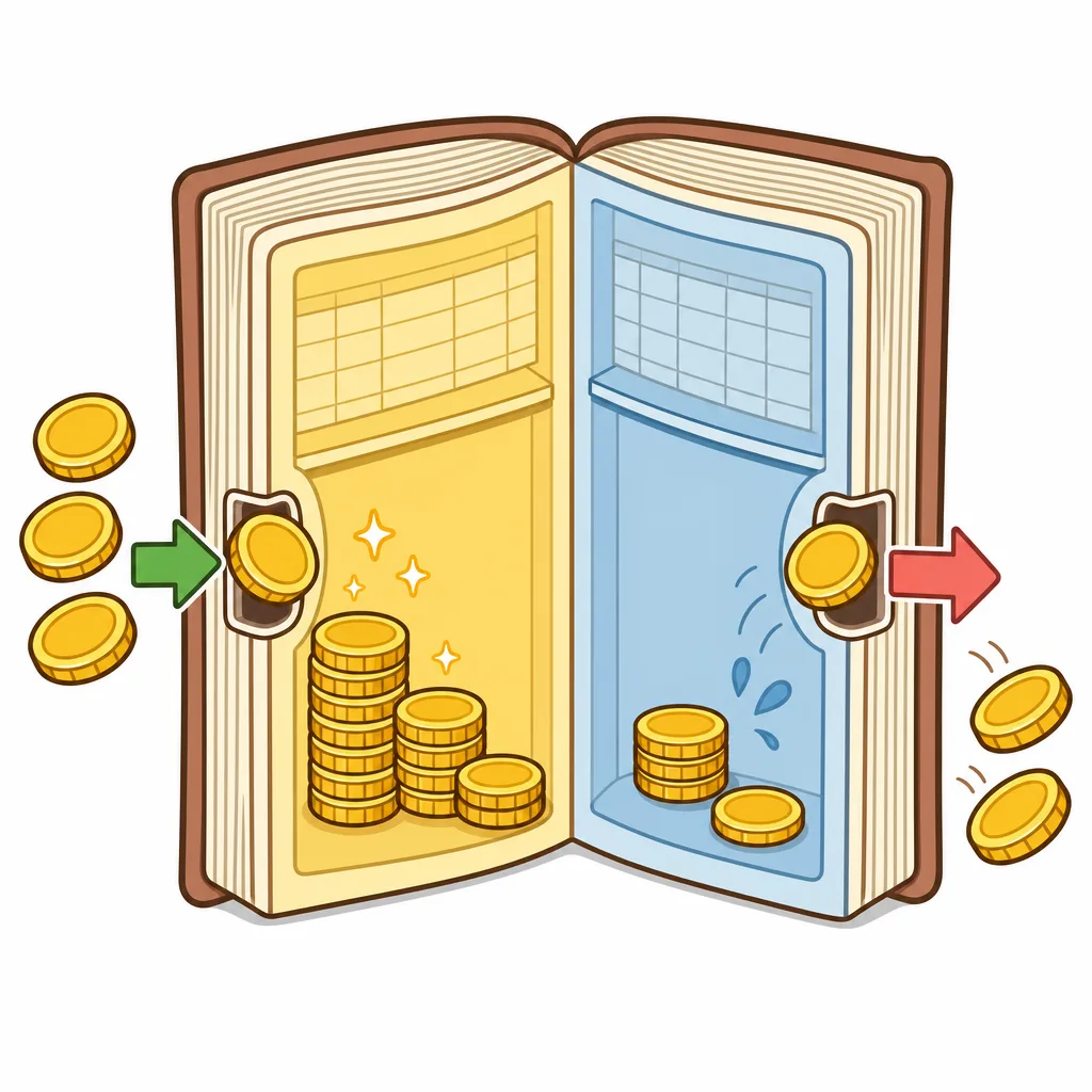 入る お金と 出ていく お金を、まえもって 決めておきます。