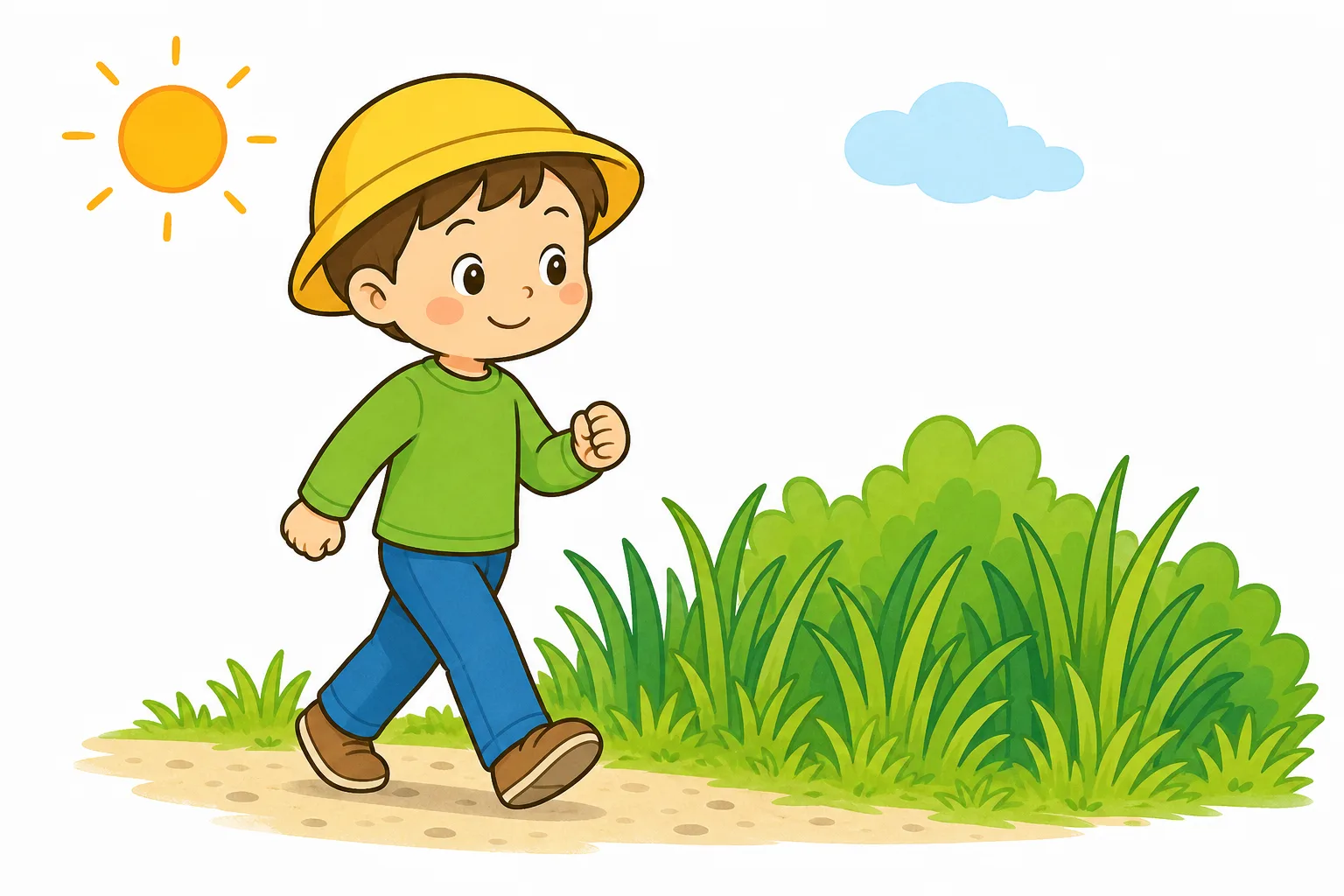草むらを歩くときは、肌を出さない服装が大切。