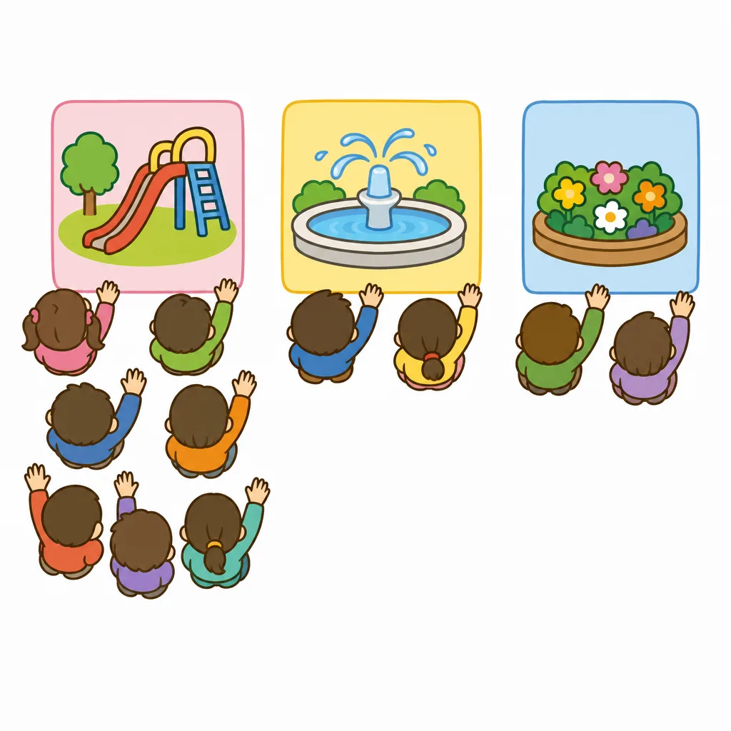 賛成する 手が いちばん 多い 案が 選ばれる。