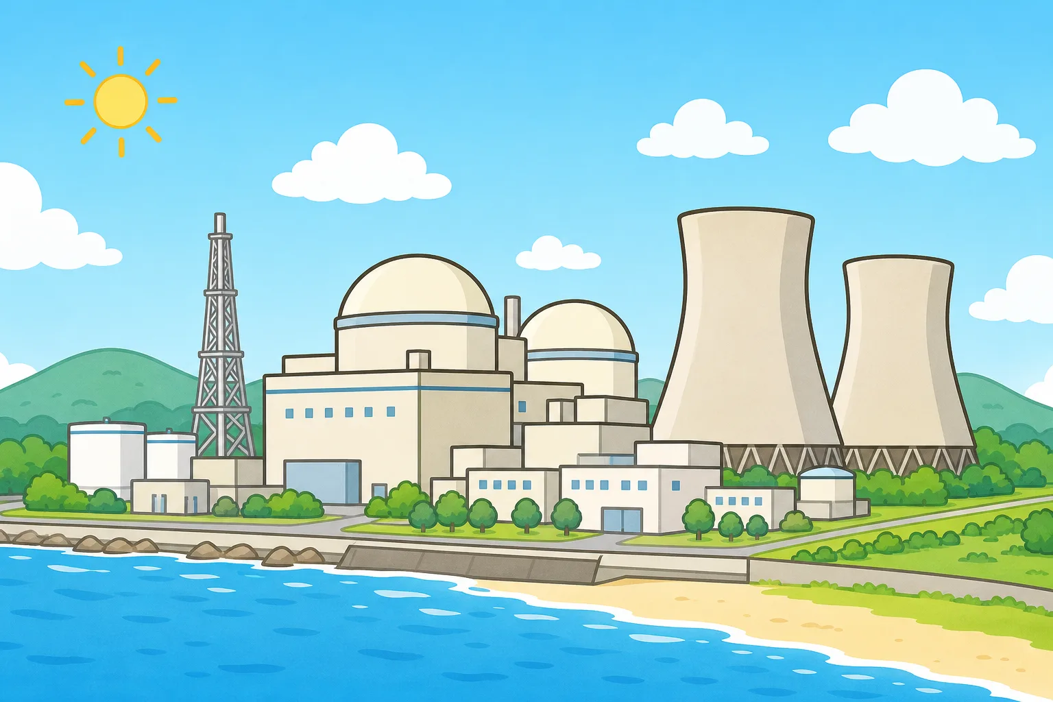 電気を作る原子力発電所。ここから核のごみが生まれます。