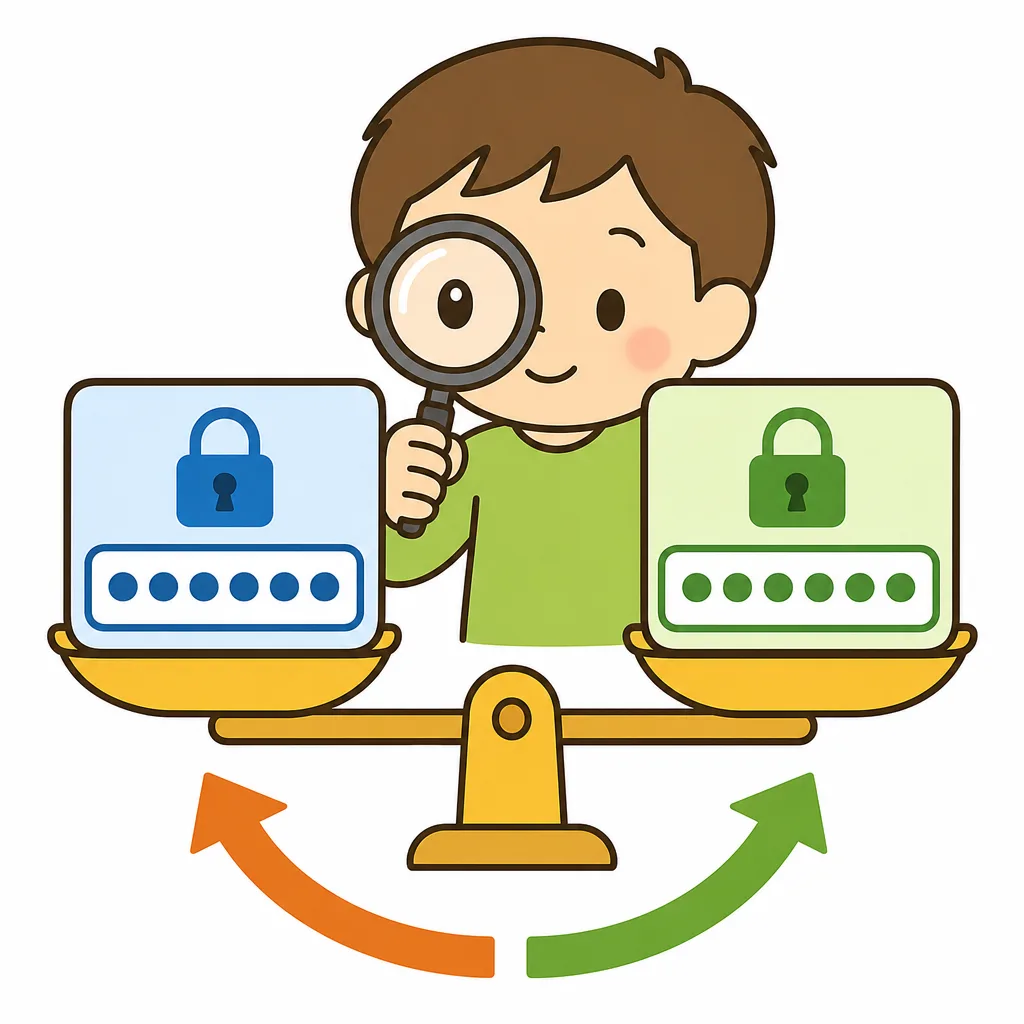 入力したパスワードを、きめておいたものと見くらべます。
