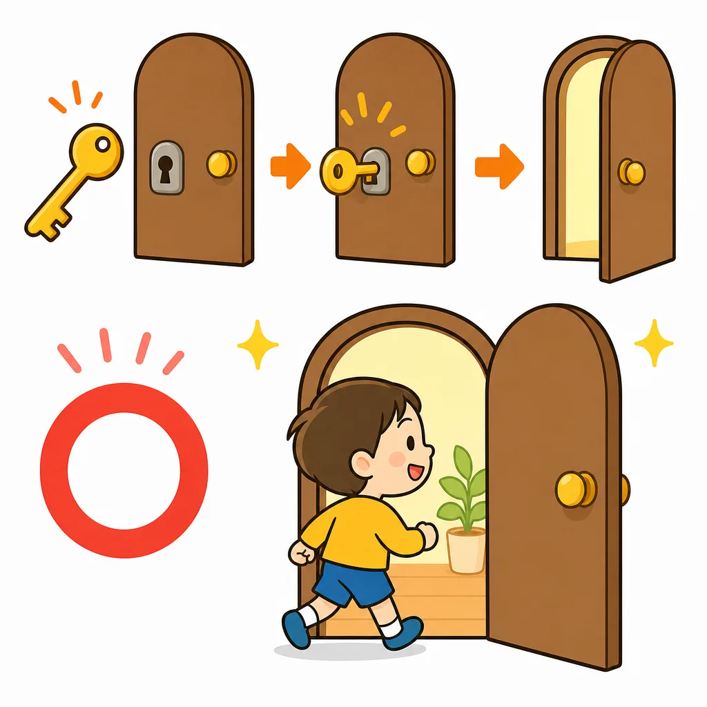 ぴったりおなじなら、ドアがあいて中に入れます。