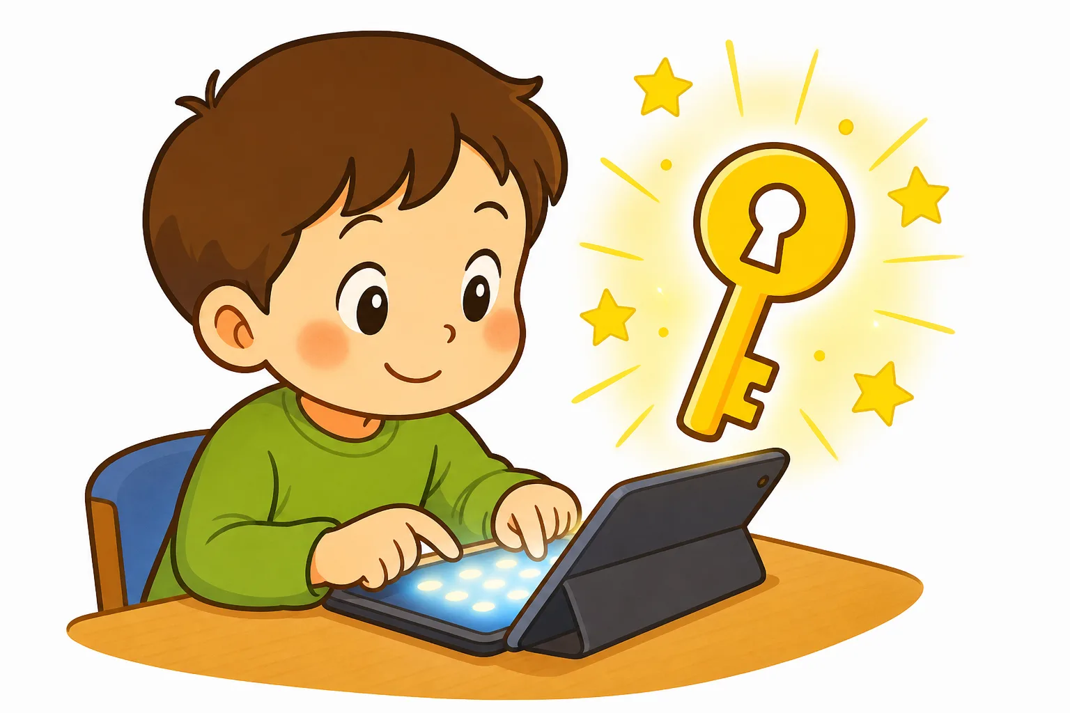 パスワードは自分だけのひみつのかぎのようなものです。