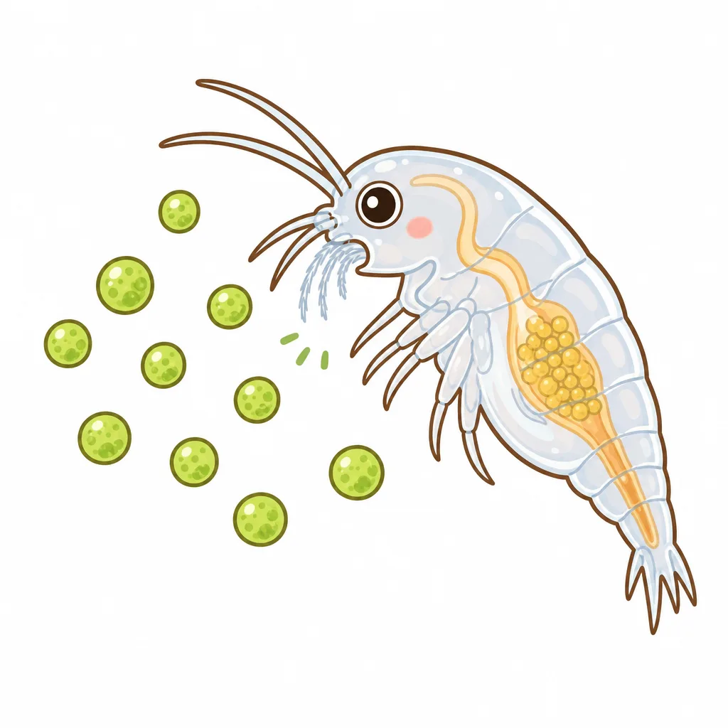 植物プランクトンを 食べる 動物プランクトン。