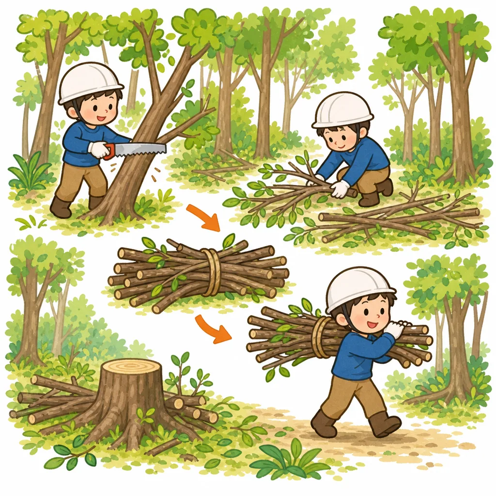 林の木を切って、まきや炭として使っていた。