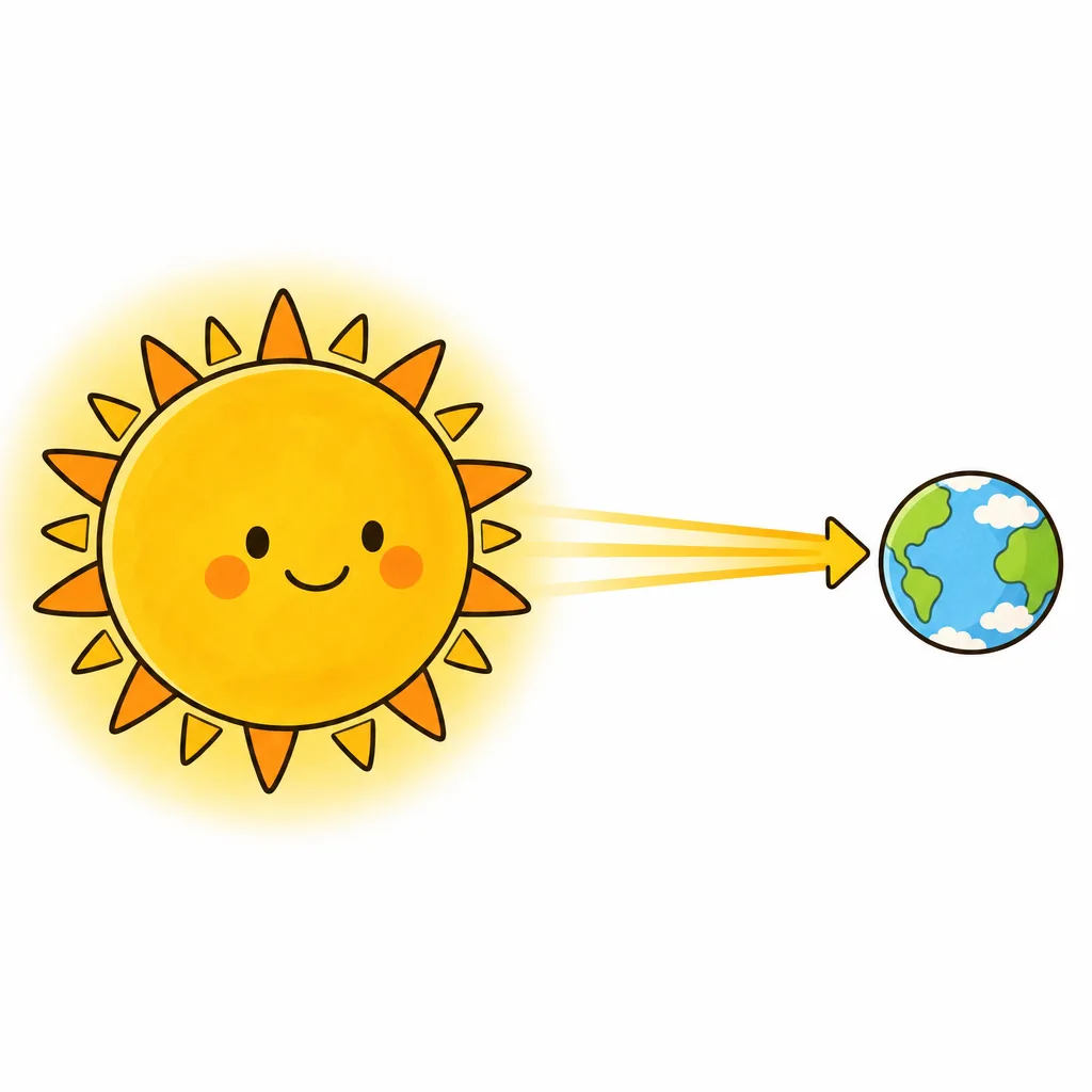太陽は 地球にいちばん 近い 星なので、 大きく 明るく 見える。