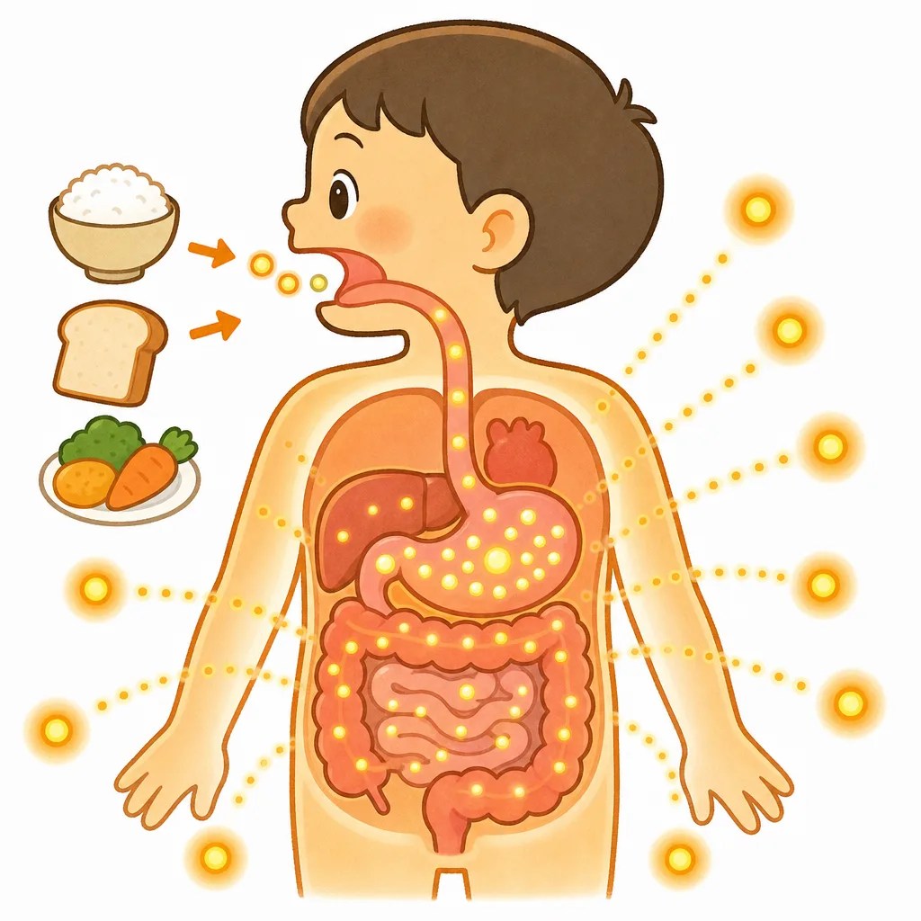 食べ物をエネルギーに変えるとき、いっしょに熱が生まれます。