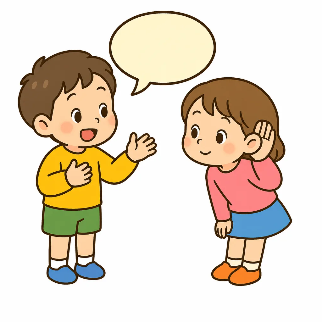 一人が話し、もう一人がしっかり耳をかたむけている様子。