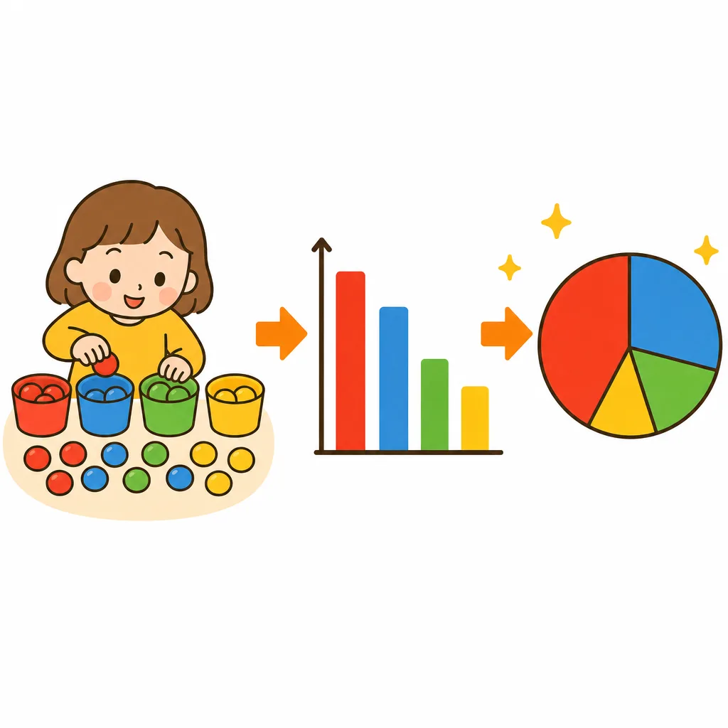集めた数を棒グラフや円グラフにあらわします。