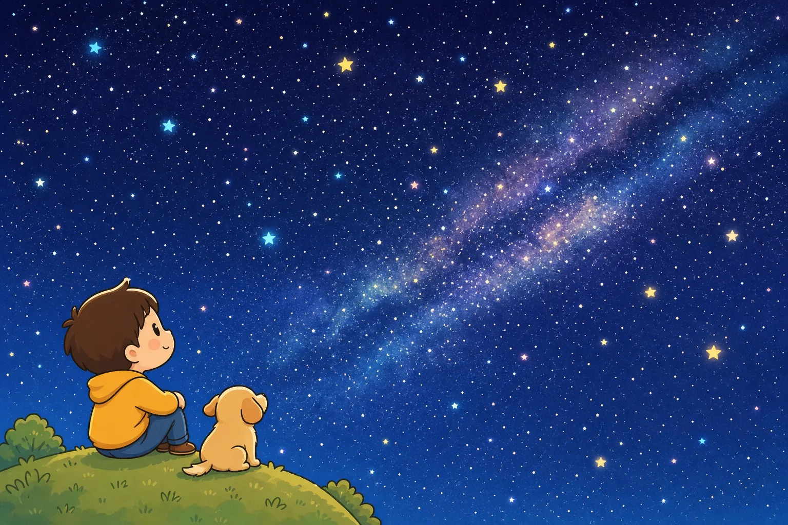 たくさんの星がかがやく夜空。この宇宙にもはじまりがありました。