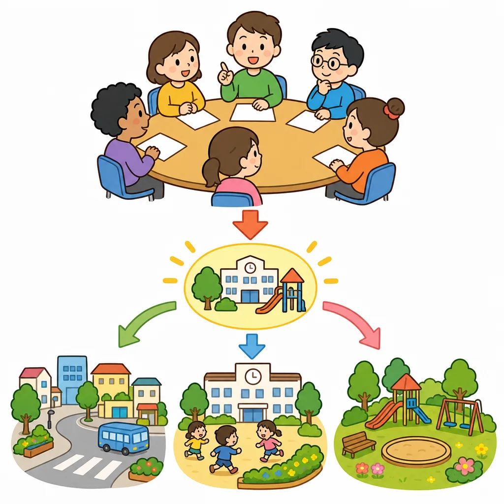 選挙で 選ばれた 人が、税金の 使いみちや ルールを 決めます。