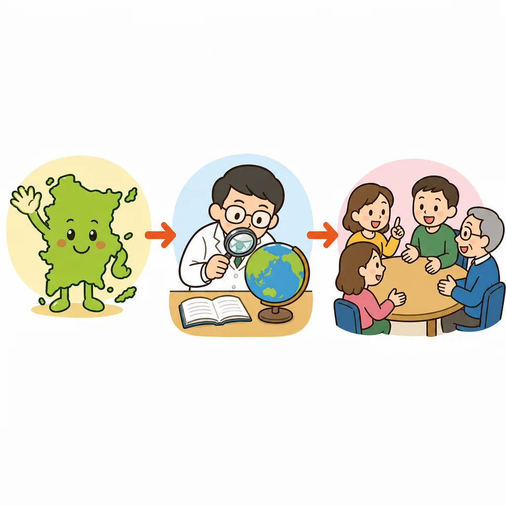 すいせん→ちょうさ→会議で 決定、という 登録の 流れ。