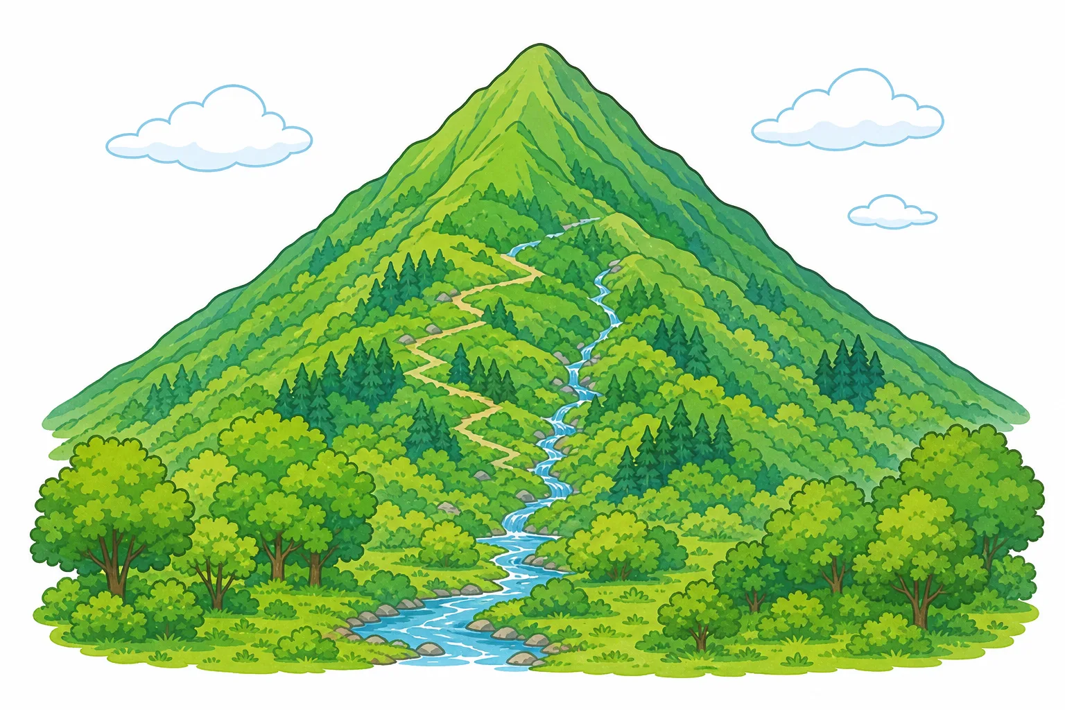緑ゆたかな山。美しい一方で、町とはちがう危険もかくれています。