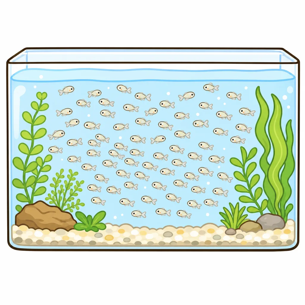 たまごからかえったばかりの、小さな稚魚。