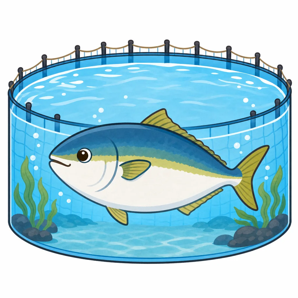 エサをあたえて大きく育った魚。もうすぐ出荷。