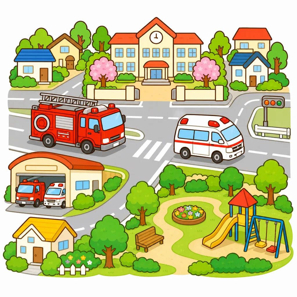 税金は道路・学校・消防・救急など、みんなが使うもののために使われます。